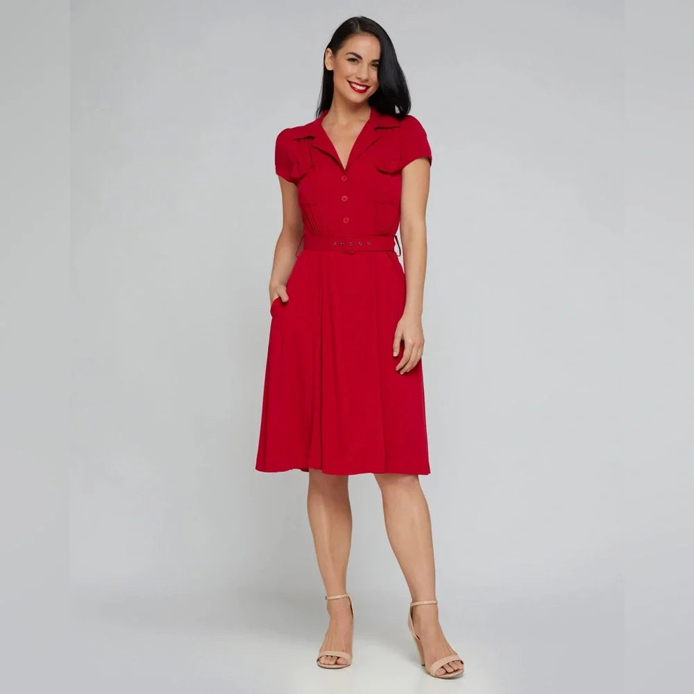 RETROSPEC’D “EVITA” FORTIES RAYON PEARL HABOR DRESS PINUP VINTAGE STYLE - Picture 3 of 13